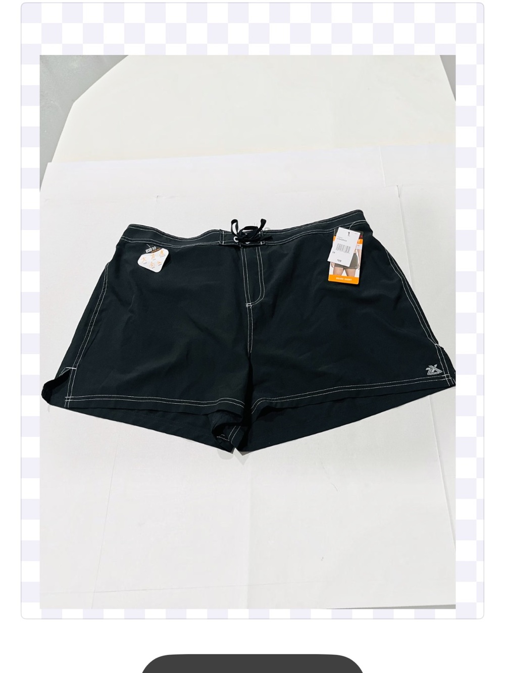 ZEROXPosur NWT Women’s black swim shorts featuring white stitching. SIZE 2X - Picture 4 of 13